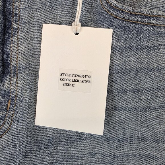 KanCan Holly High Rise Flare Jeans Womens 12 Light Stone Blue Stretch Denim New - Picture 2 of 13